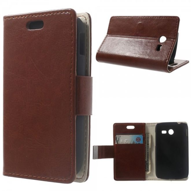 Samsung Galaxy Pocket 2 Crazy Horse Leder Case mit Kreditkartenslots - braun