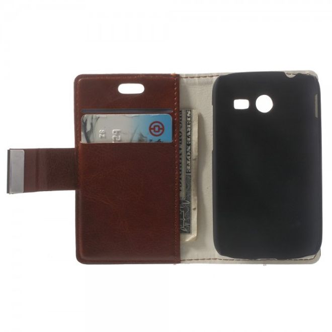 Samsung Galaxy Pocket 2 Crazy Horse Leder Case mit Kreditkartenslots - braun