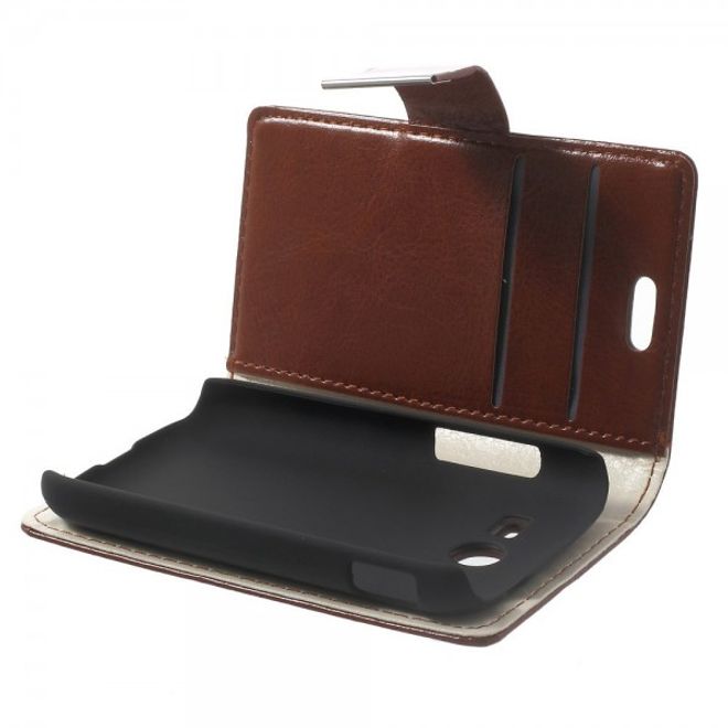 Samsung Galaxy Pocket 2 Crazy Horse Leder Case mit Kreditkartenslots - braun