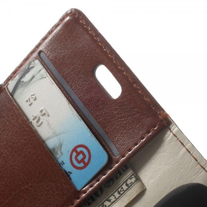 Samsung Galaxy Pocket 2 Crazy Horse Leder Case mit Kreditkartenslots - braun