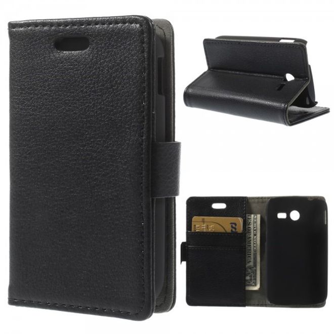 Samsung Galaxy Pocket 2 Elegantes Leder Case mit Litchitextur und Standfunktion - schwarz