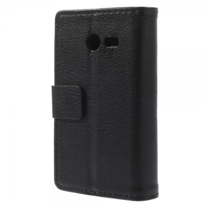 Samsung Galaxy Pocket 2 Elegantes Leder Case mit Litchitextur und Standfunktion - schwarz