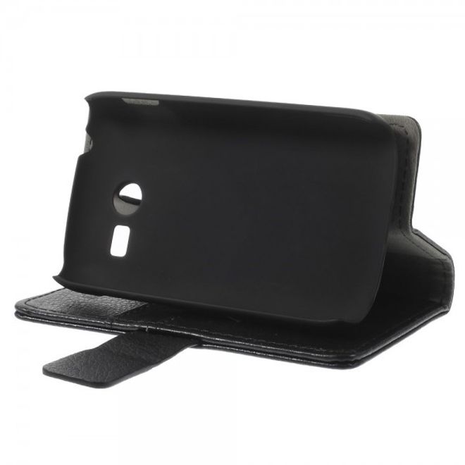 Samsung Galaxy Pocket 2 Elegantes Leder Case mit Litchitextur und Standfunktion - schwarz