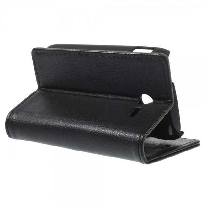 Samsung Galaxy Pocket 2 Elegantes Leder Case mit Litchitextur und Standfunktion - schwarz