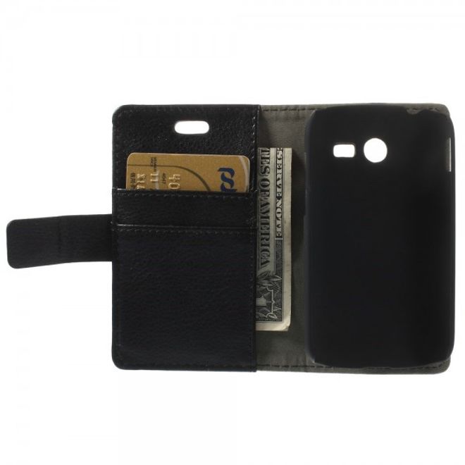Samsung Galaxy Pocket 2 Elegantes Leder Case mit Litchitextur und Standfunktion - schwarz