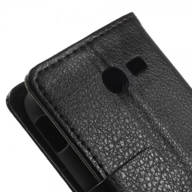Samsung Galaxy Pocket 2 Elegantes Leder Case mit Litchitextur und Standfunktion - schwarz