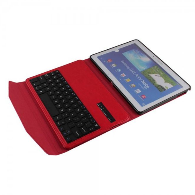 Samsung Galaxy Tab Pro 10.1 (T520/T525) Schickes Leder Case mit Bluetooth Tastatur - rot