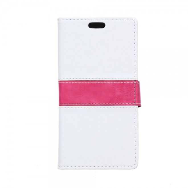 Sony Xperia M4 Aqua Zweifarbiges Leder Case mit Kreditkartenslots - weiss