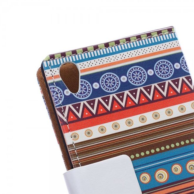 Sony Xperia M4 Aqua Magnetisches Leder Case mit Stammesmuster