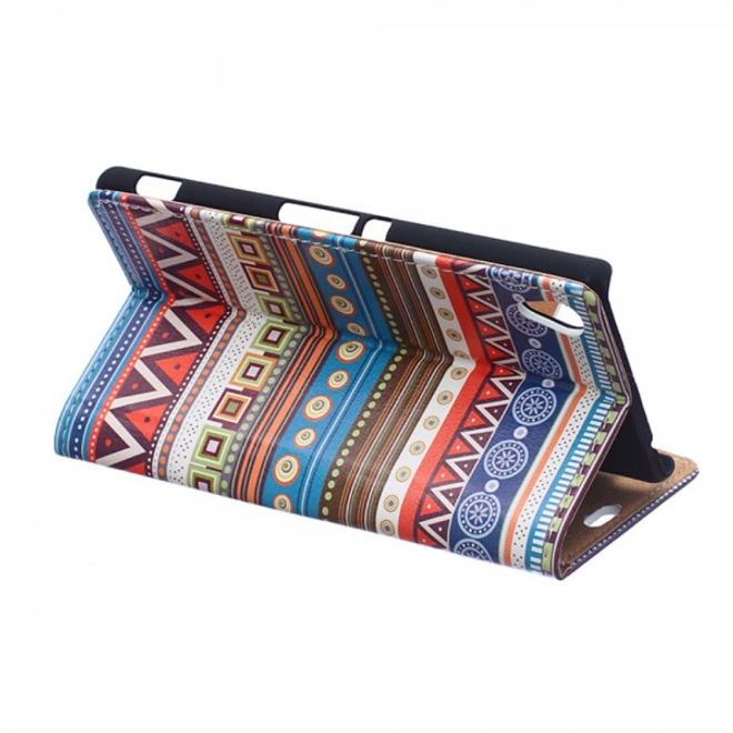 Sony Xperia M4 Aqua Magnetisches Leder Case mit Stammesmuster