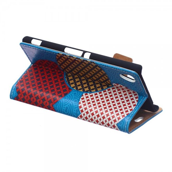Sony Xperia M4 Aqua Magnetisches Leder Case mit überlappenden Kreisen