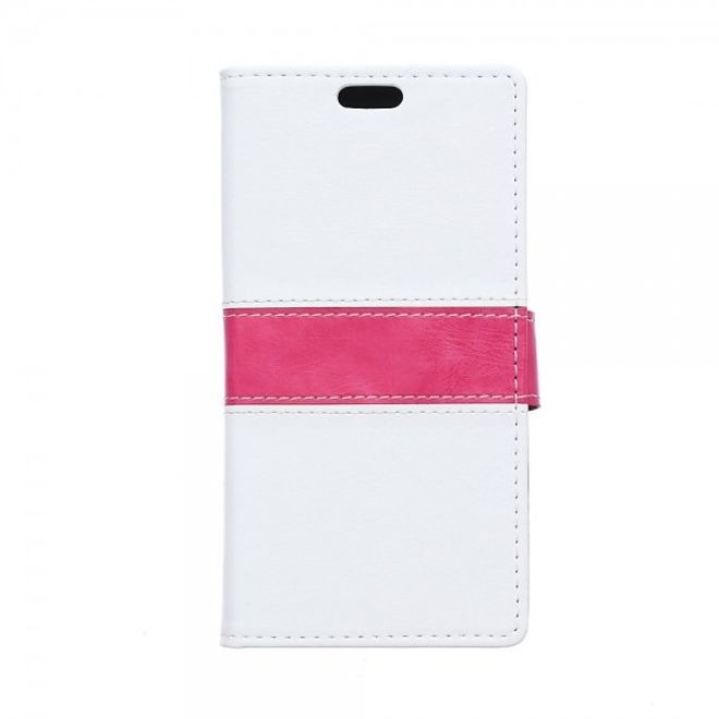 Samsung Galaxy J1 Zweifarbiges Crazy Horse Leder Case - weiss