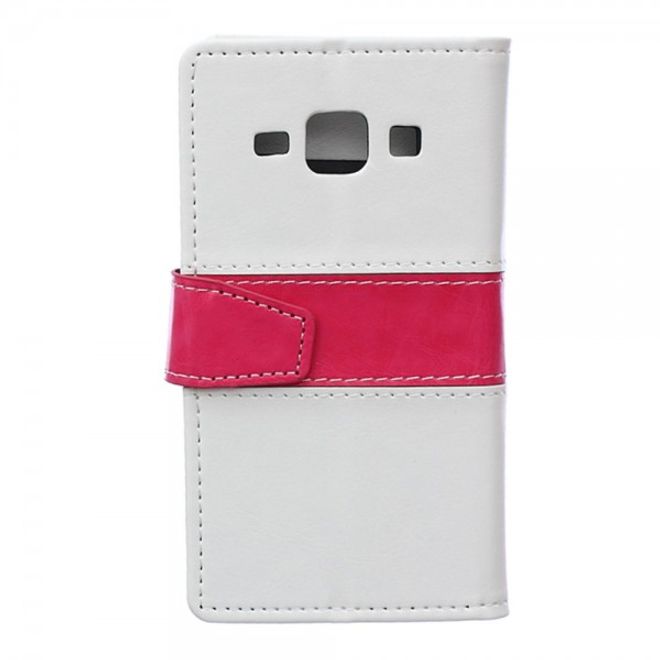 Samsung Galaxy J1 Zweifarbiges Crazy Horse Leder Case - weiss