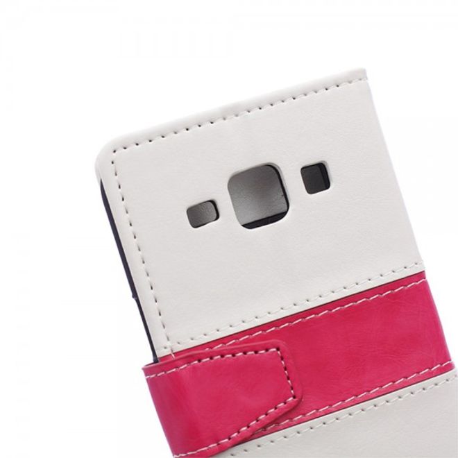 Samsung Galaxy J1 Zweifarbiges Crazy Horse Leder Case - weiss
