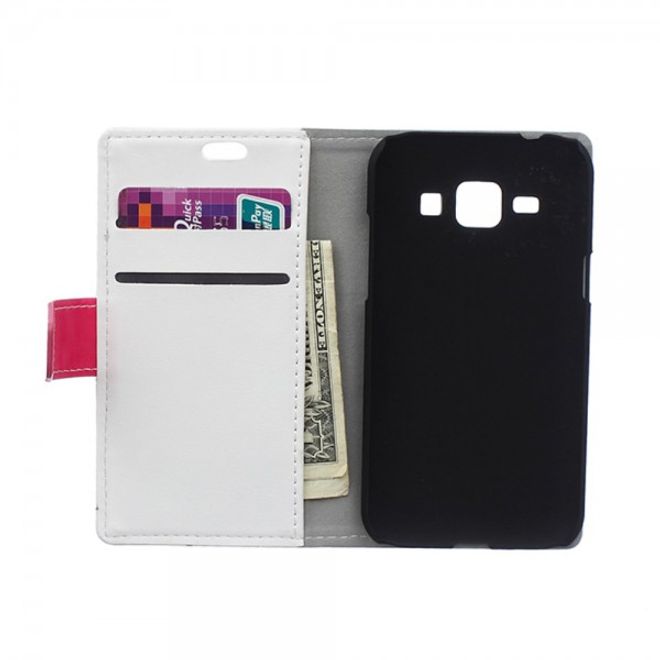 Samsung Galaxy J1 Zweifarbiges Crazy Horse Leder Case - weiss