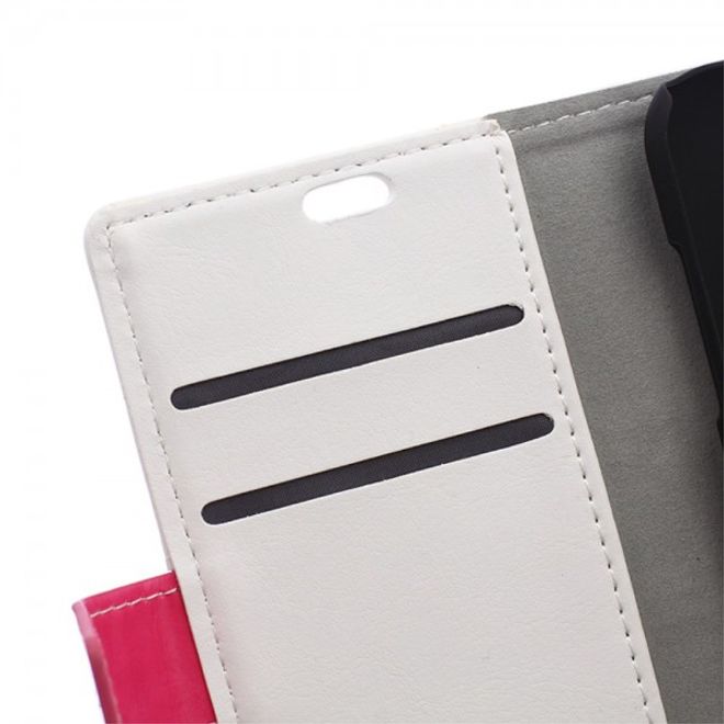 Samsung Galaxy J1 Zweifarbiges Crazy Horse Leder Case - weiss