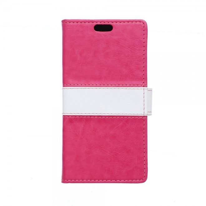 Samsung Galaxy J1 Zweifarbiges Crazy Horse Leder Case - rosa