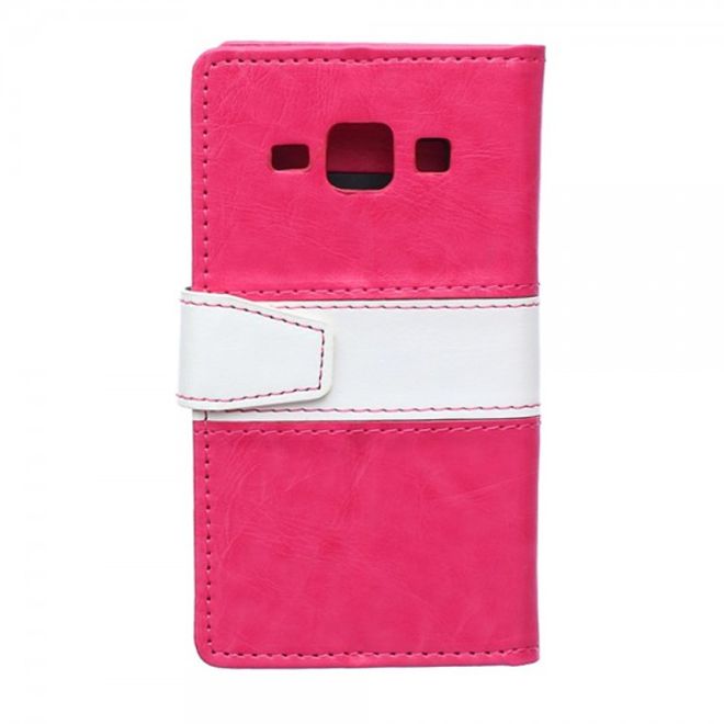 Samsung Galaxy J1 Zweifarbiges Crazy Horse Leder Case - rosa
