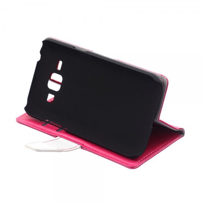 Samsung Galaxy J1 Zweifarbiges Crazy Horse Leder Case - rosa