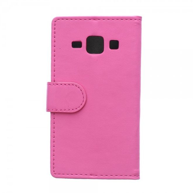 Samsung Galaxy J1 Schönes Leder Case mit Standfunktion und Kreditkartenslots - rosa