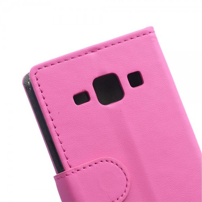Samsung Galaxy J1 Schönes Leder Case mit Standfunktion und Kreditkartenslots - rosa