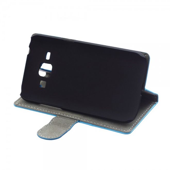 Samsung Galaxy J1 Schönes Leder Case mit Standfunktion und Kreditkartenslots - rosa