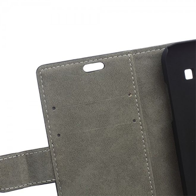 Samsung Galaxy J1 Schönes Leder Case mit Standfunktion und Kreditkartenslots - rosa