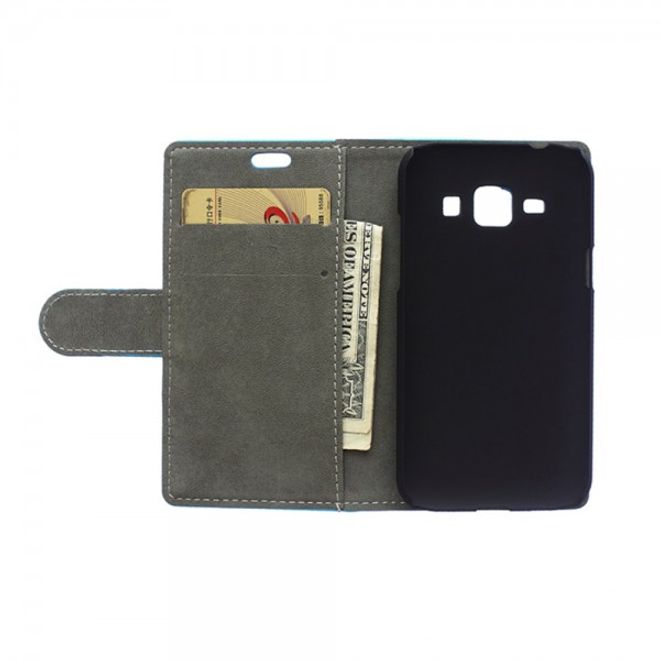 Samsung Galaxy J1 Schönes Leder Case mit Standfunktion und Kreditkartenslots - rosa