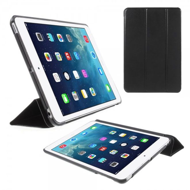 iPad Mini 1/2/3 Elegant Crazy Horse Leather Smart Case with Stand Function - Black
