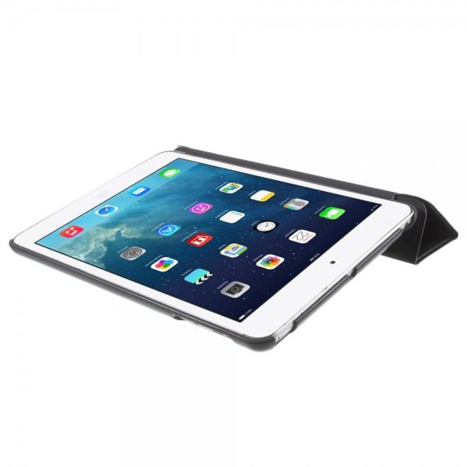 iPad Mini 1/2/3 Elegant Crazy Horse Leather Smart Case with Stand Function - Black