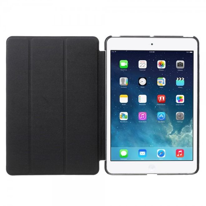 iPad Mini 1/2/3 Elegant Crazy Horse Leather Smart Case with Stand Function - Black
