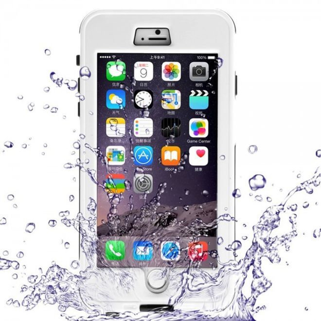 iPhone 6/6S Wasserdichtes Silikon und Plastik Case mit Bändel - weiss