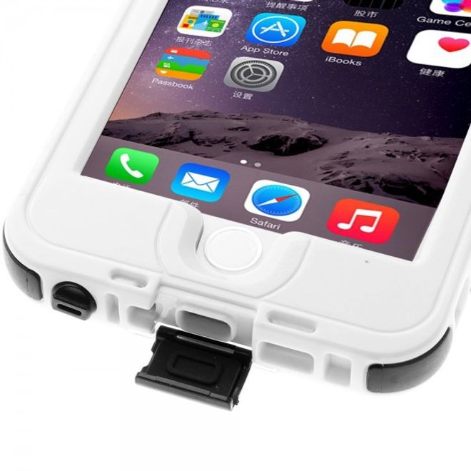iPhone 6/6S Wasserdichtes Silikon und Plastik Case mit Bändel - weiss