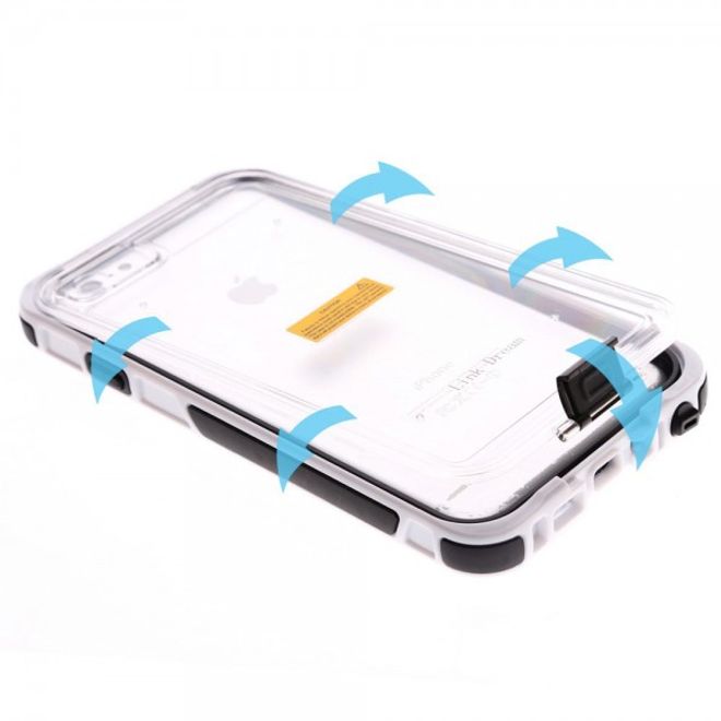 iPhone 6/6S Wasserdichtes Silikon und Plastik Case mit Bändel - weiss