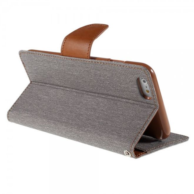 Goospery - iPhone 6S Plus/6 Plus Hülle - Handy Bookcover - Canvas Diary Series - grau/camel