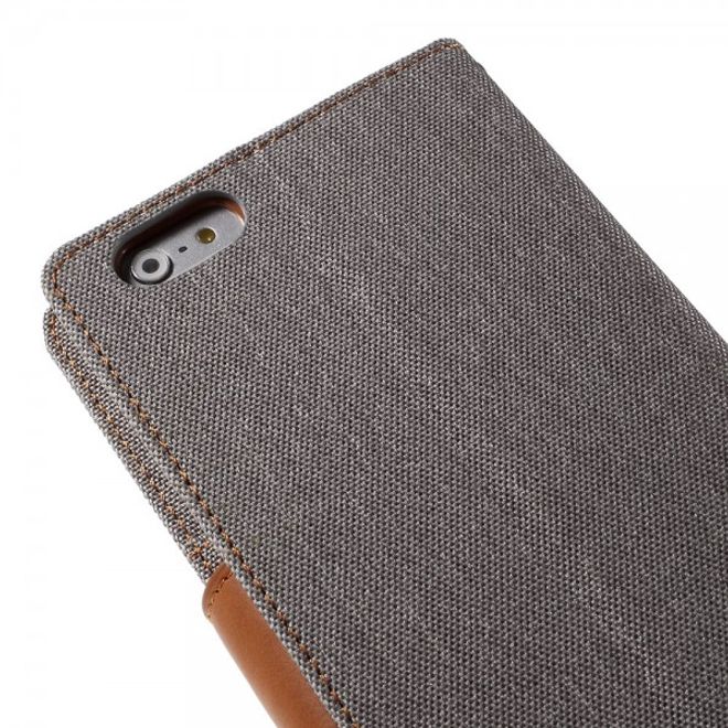 Goospery - iPhone 6S Plus/6 Plus Hülle - Handy Bookcover - Canvas Diary Series - grau/camel