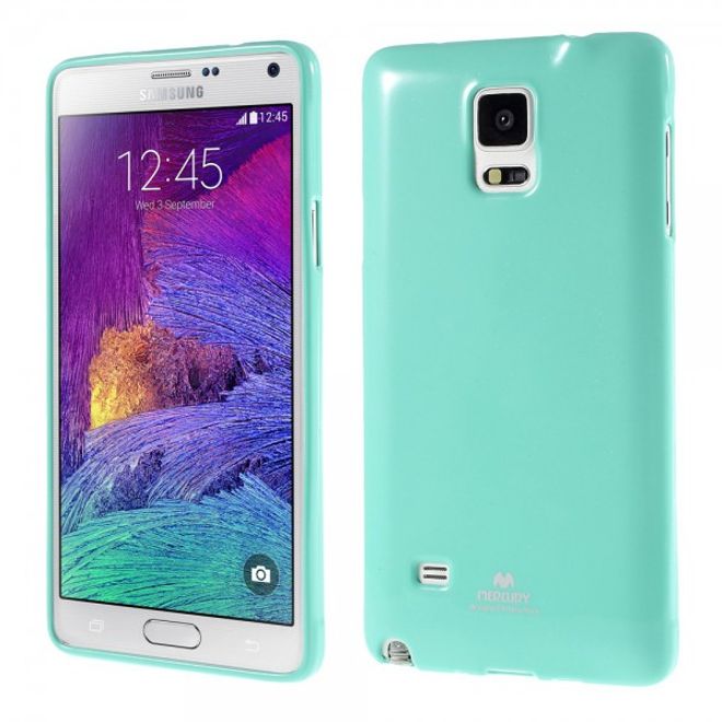 Samsung Galaxy Note 4 Newsets Mercury Elastisches, leicht glänzendes Plastik Case - cyan