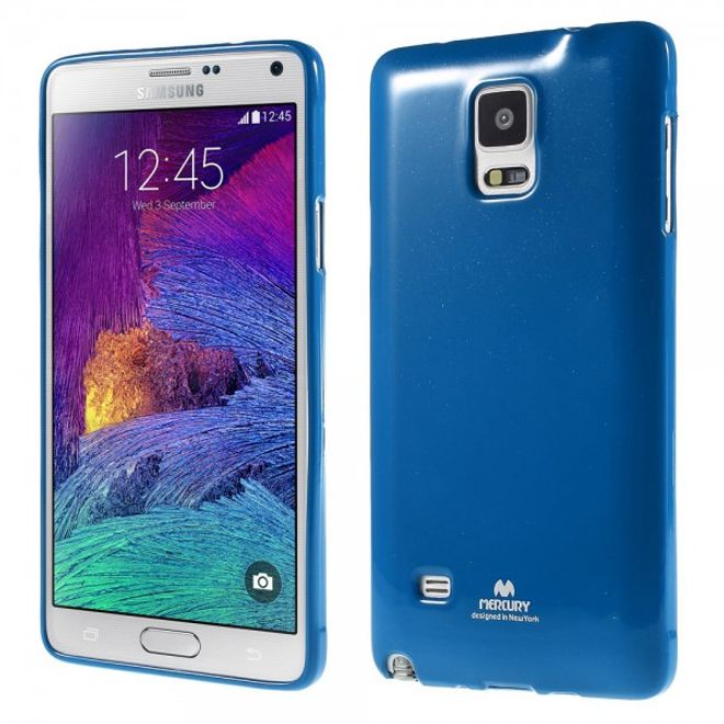 Samsung Galaxy Note 4 Newsets Mercury Elastisches, leicht glänzendes Plastik Case - dunkelblau
