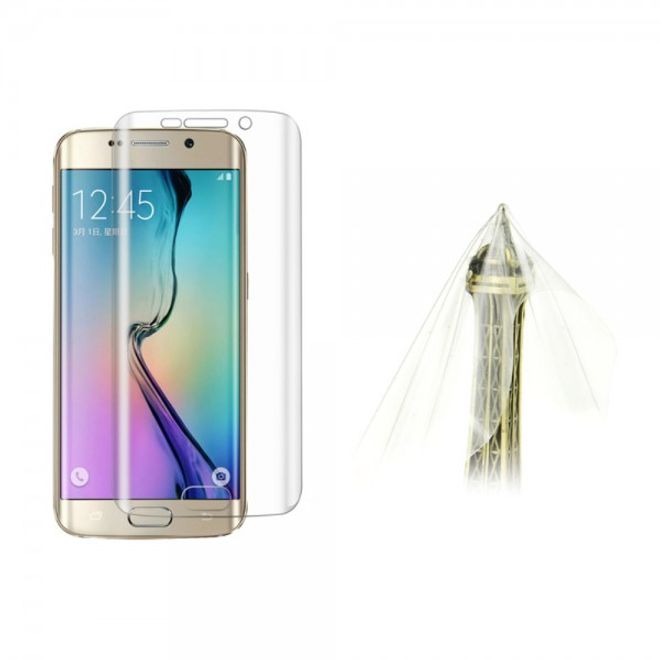 Galaxy S6 Edge Schutzfolie aus elastischem Plastik (reicht über das ganze Display, auch den Rundungen)