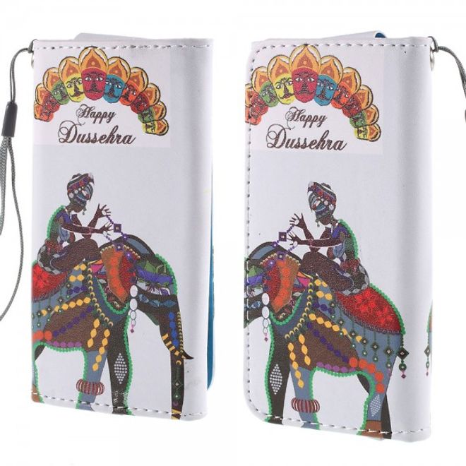 Universelles Leder Case für Smartphones bis 12.6x6.2cm mit Reiter und Elefant