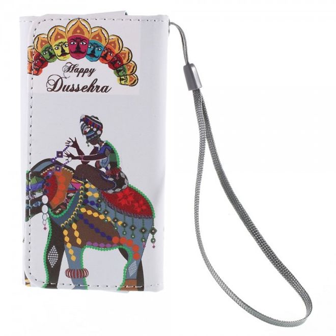 Universelles Leder Case für Smartphones bis 12.6x6.2cm mit Reiter und Elefant