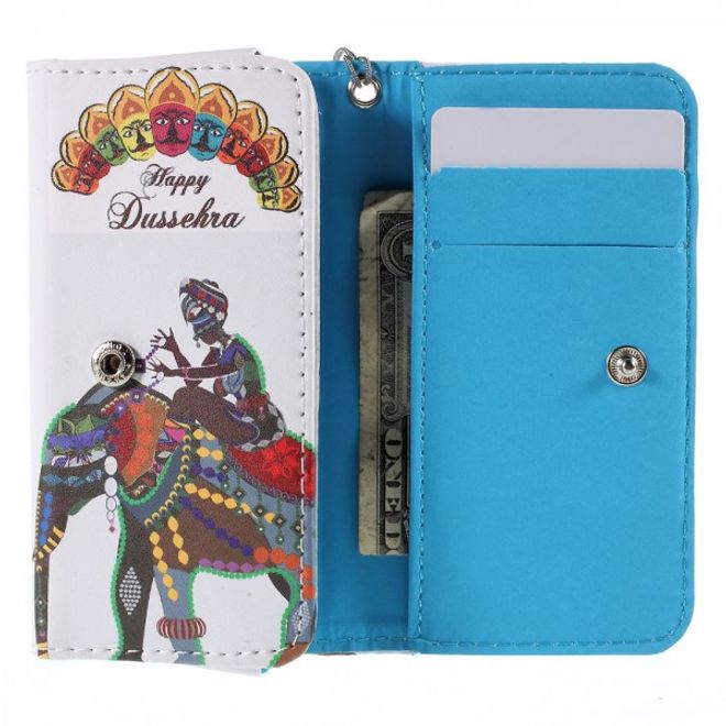 Universelles Leder Case für Smartphones bis 12.6x6.2cm mit Reiter und Elefant