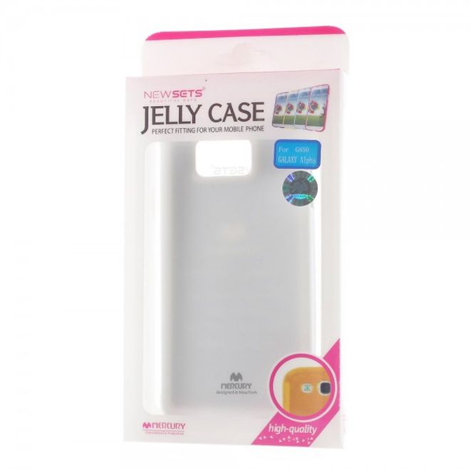 Samsung Galaxy Alpha Newsets Mercury Elastisches, leicht glänzendes Plastik Case - weiss