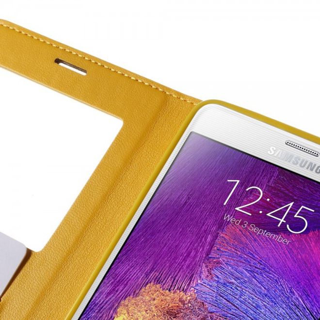 Samsung Galaxy Note 4 Newsets Mercury Leder Case mit kleinem Fenster - gelb