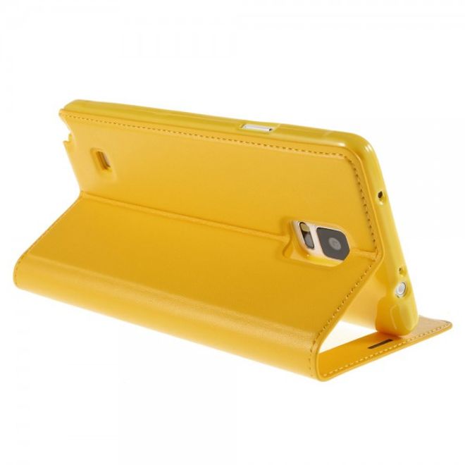 Samsung Galaxy Note 4 Newsets Mercury Leder Case mit kleinem Fenster - gelb