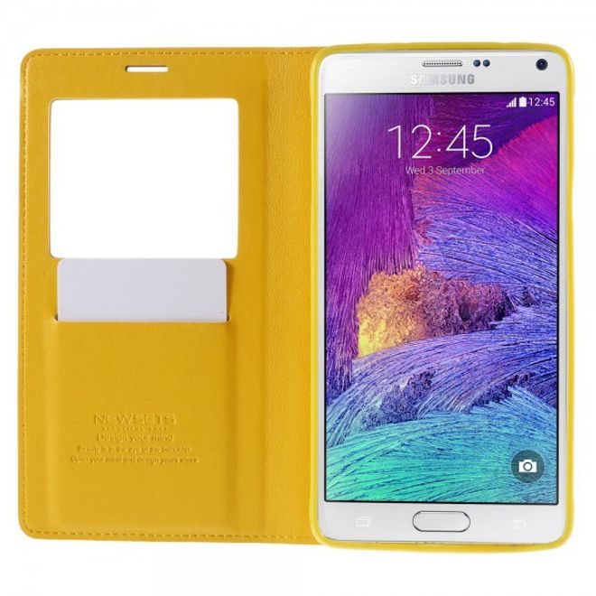 Samsung Galaxy Note 4 Newsets Mercury Leder Case mit kleinem Fenster - gelb