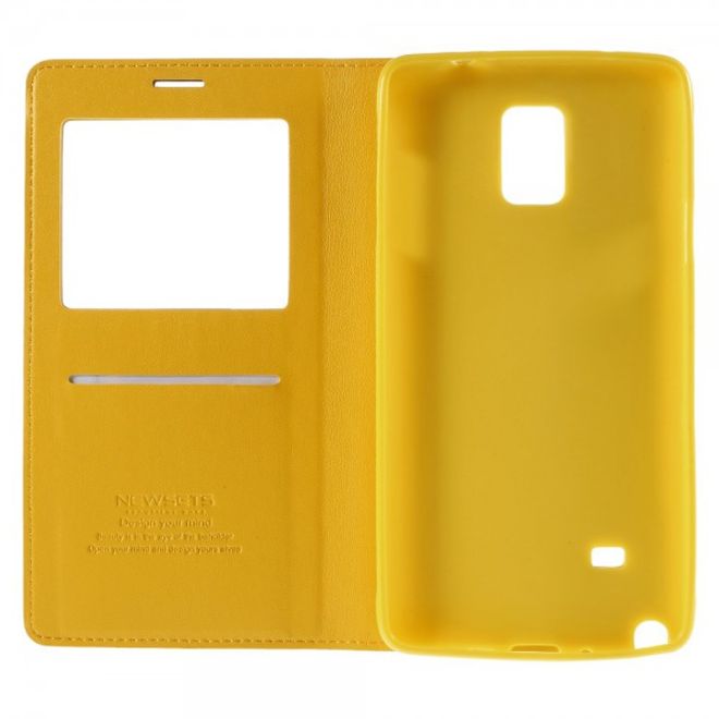 Samsung Galaxy Note 4 Newsets Mercury Leder Case mit kleinem Fenster - gelb