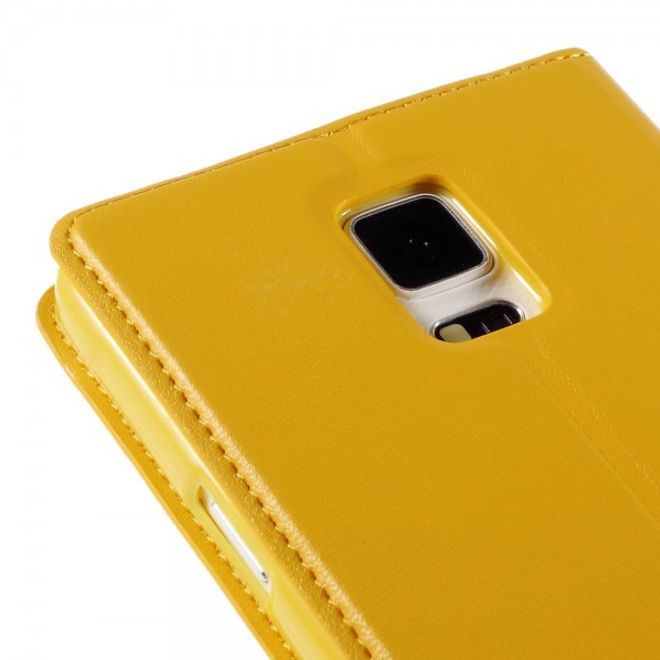 Samsung Galaxy Note 4 Newsets Mercury Leder Case mit kleinem Fenster - gelb