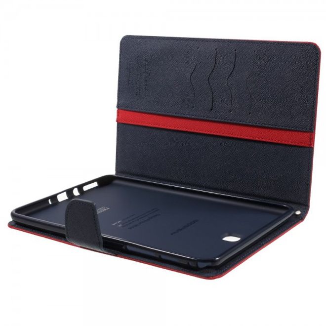 Goospery - Samsung Galaxy Tab A 8.0 (T350) Hülle - Tablet Bookcover - Fancy Diary Series - rot/navy