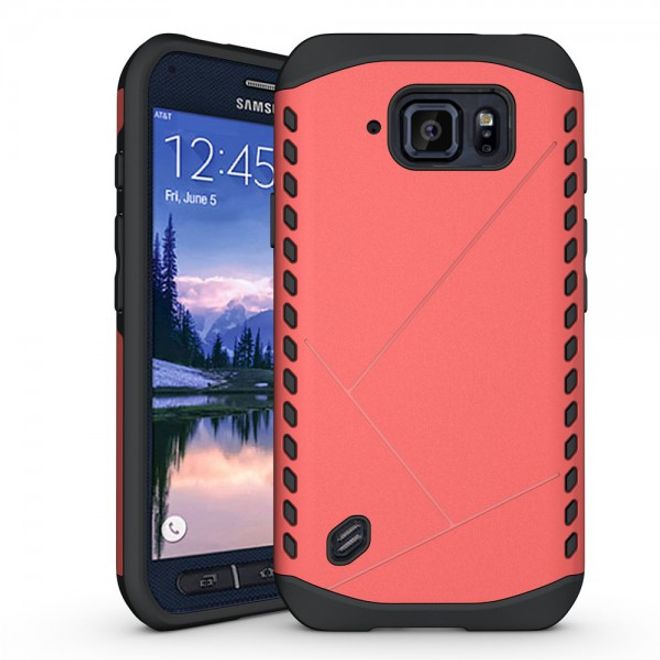 Samsung Galaxy S6 Active Robustes Plastik und Silikon Case - rosa